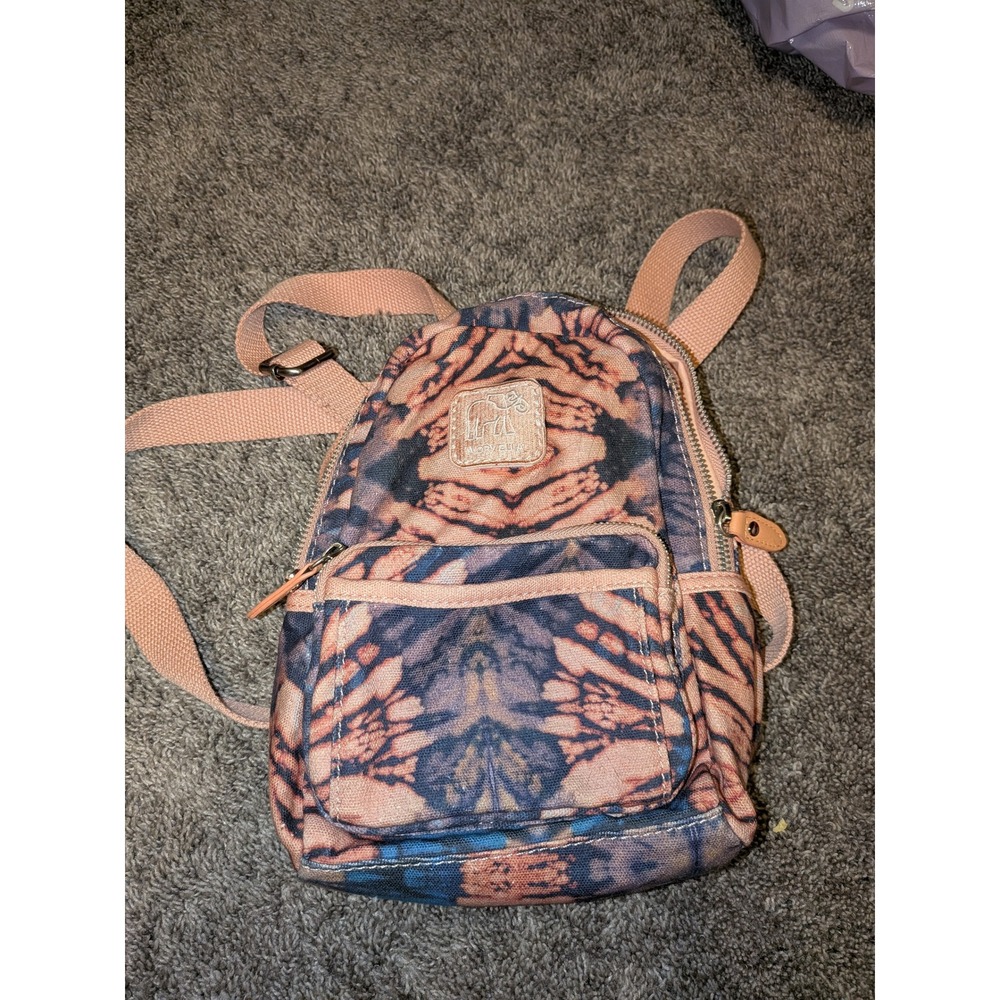 Ivory‎ Ella Mini Backpack Canvas Tie Dye Pink Blue Orange Small Festival Bag